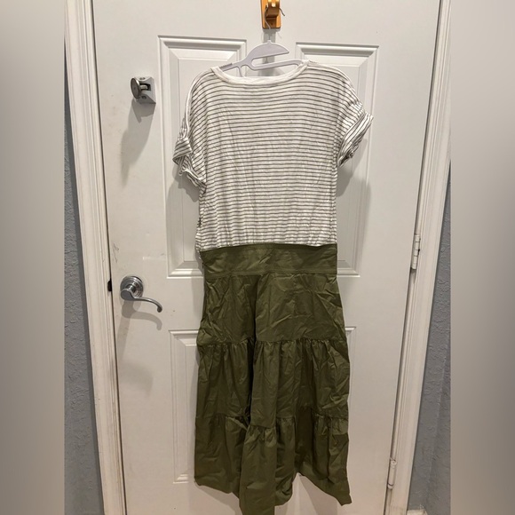 Veronica Beard|  Trail Mixed Media Dress - White/Fern|Sz L - Picture 2 of 4